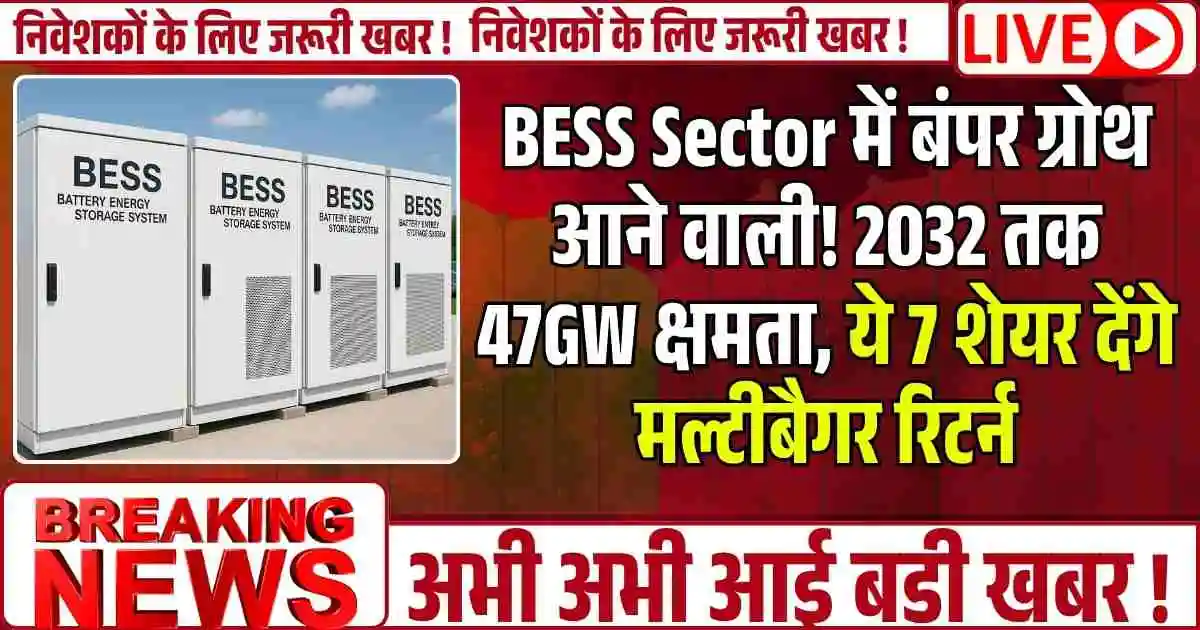 BESS Sector में बंपर ग्रोथ आने वाली! 2032 तक 47GW क्षमता, ये 7 शेयर देंगे मल्टीबैगर रिटर्न